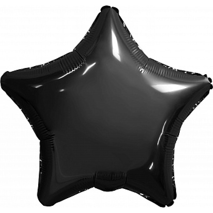 Воздушный шар фольгированный без рисунка 30" Звезда Черный