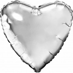 Воздушный шар фольгированный  9''/23 см Мини-сердце Б/РИС Серебро