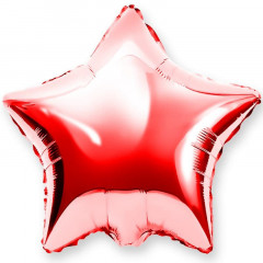 Воздушный шар фольгированный без рисунка 18\'\'/46 см Звезда Красный