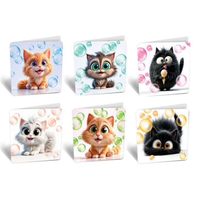 Открытка мини КОТИКИ Микс (6в*5)