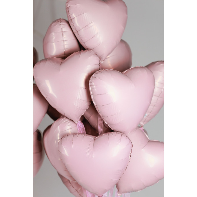 Набор шаров с гелием фольга  Сердце "Пыльная роза"  5шт