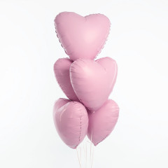 Набор шаров с гелием фольга  Сердце "Фламинго"  5шт