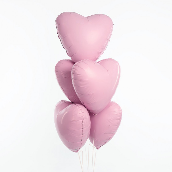 Набор шаров с гелием фольга  Сердце "Фламинго"  5шт