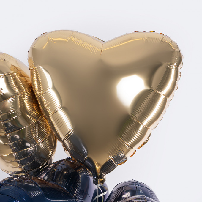 Набор шаров с гелием фольга  Сердце "Шампань"  5шт