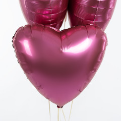 Набор шаров с гелием фольга  Сердце "Гранат"  5шт