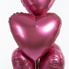 Набор шаров с гелием фольга  Сердце "Гранат"  5шт