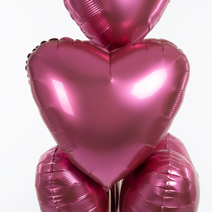 Набор шаров с гелием фольга  Сердце "Гранат"  5шт