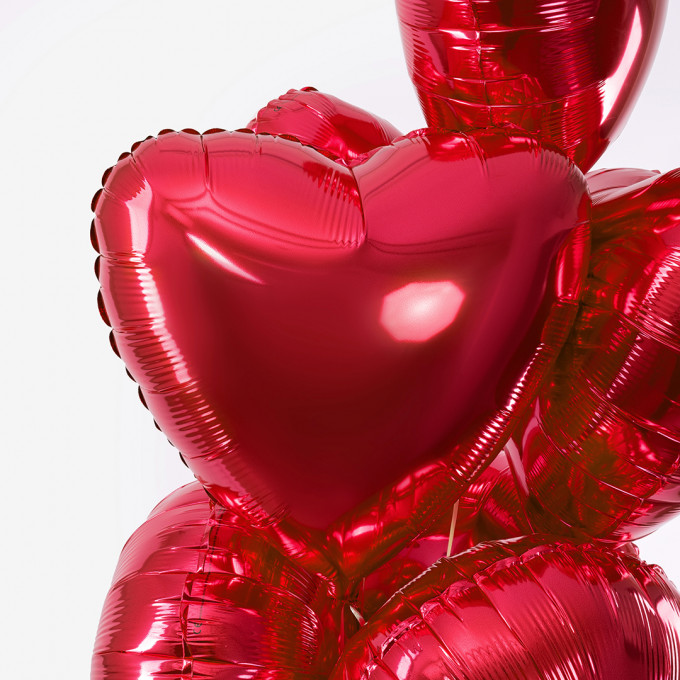Набор шаров с гелием фольга Сердце Красный 5шт