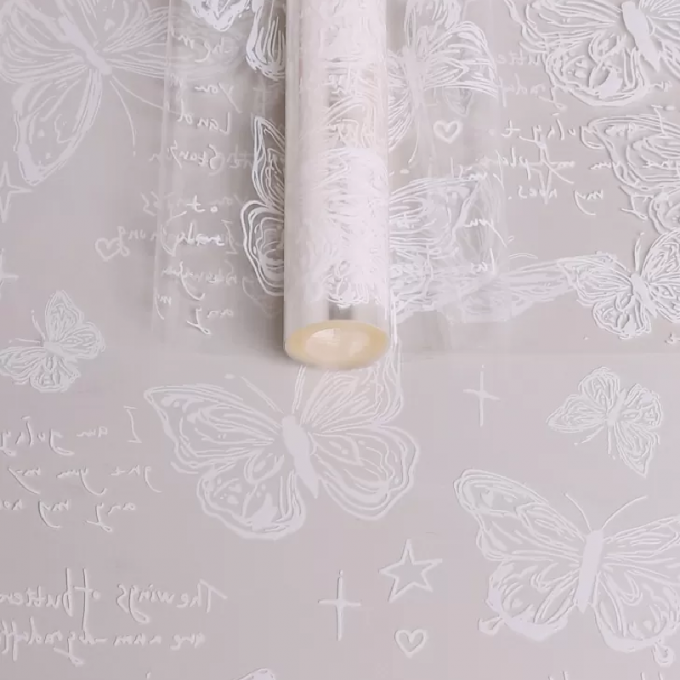 Пленка цветная 70см/200гр Бабочки белый