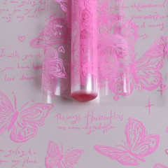 Пленка цветная 70см/200гр Бабочки РОЗОВЫЙ