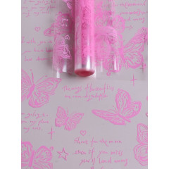 Пленка цветная 70см/200гр Бабочки РОЗОВЫЙ