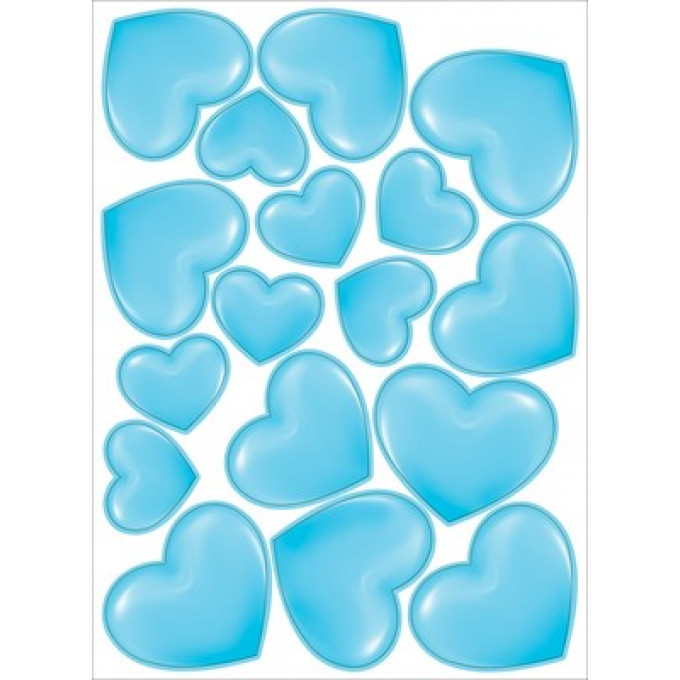Наклейка оформительская "Сердца голубые"