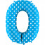 Воздушный шар фольгированный  ЦИФРА 0  40" Горошек на голубом