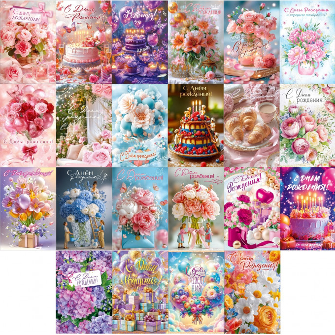 Открытка А5 С ДР!жен МИКС (22в*1)