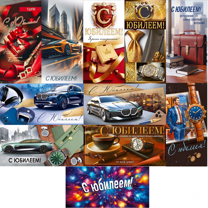 Конверт для денег С Юбилеем! муж Микс (11в*2)