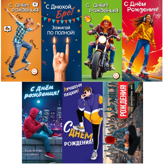 Конверт для денег С ДР! Молодежка МИКС (7в*3)