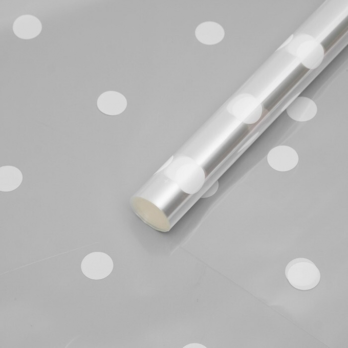 Пленка цветная 70см/200гр Горошины белый