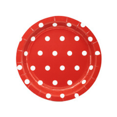 Набор тарелок бумажных Горошек красная 17см 6шт