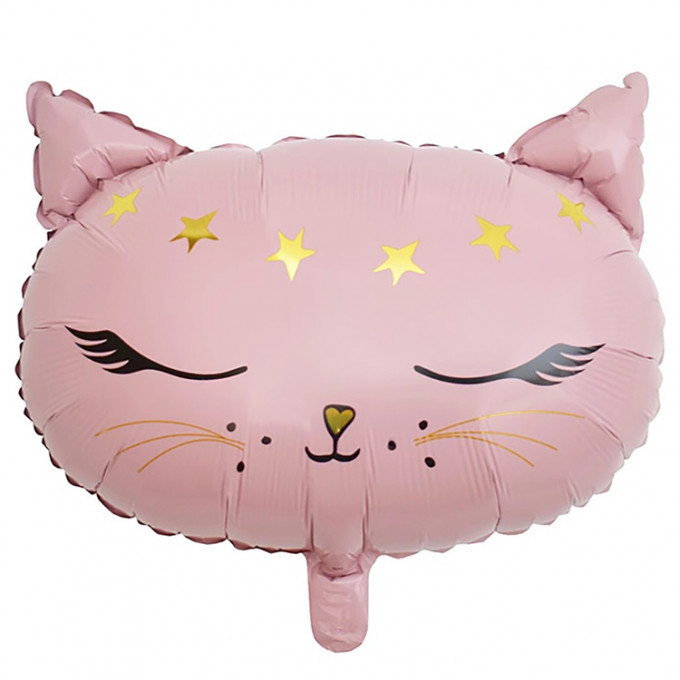 Воздушный шар фольгированный 19" Фигура Кошка голова розовая 48 см