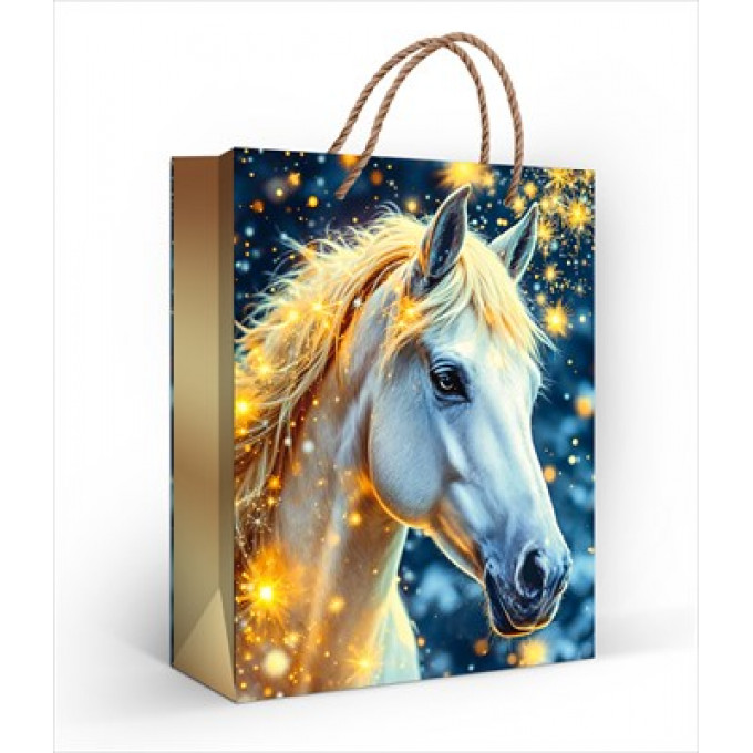 Пакет подарочный 18*23  "Лошадь белая"