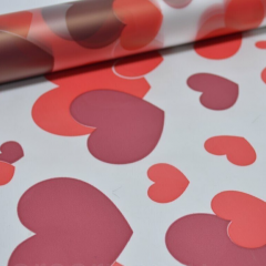 Пленка матовая 60см*10м Сердца КРАСНЫЙ