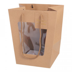 Пакет подарочный с окном 28*25*18см КРАФТ