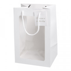 Пакет подарочный с окном 30*20*15см БЕЛЫЙ