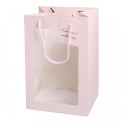 Пакет подарочный с окном 30*20*15см РОЗОВЫЙ