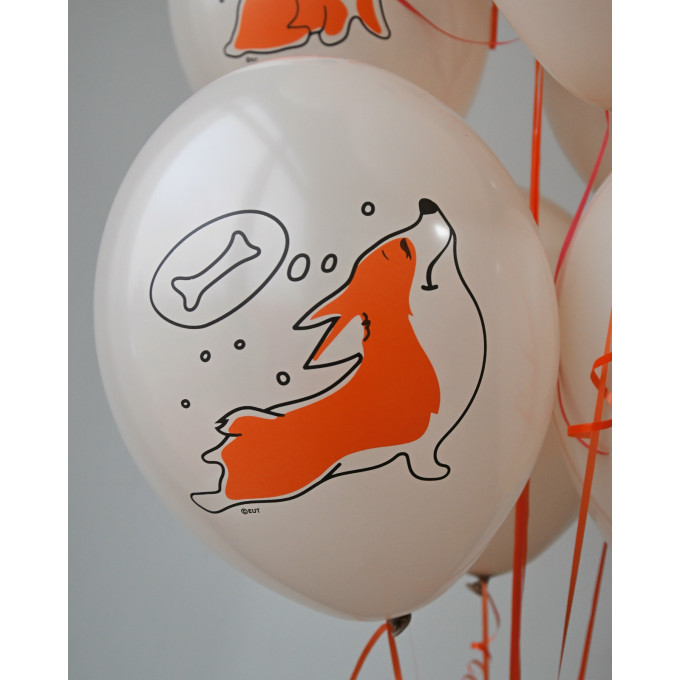 Набор шаров с гелием С Днем Рождения! Корги (9 шт)