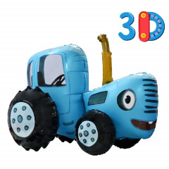 Воздушный шар фольгированный 28\'\' Фигура Синий трактор 3D 70 см