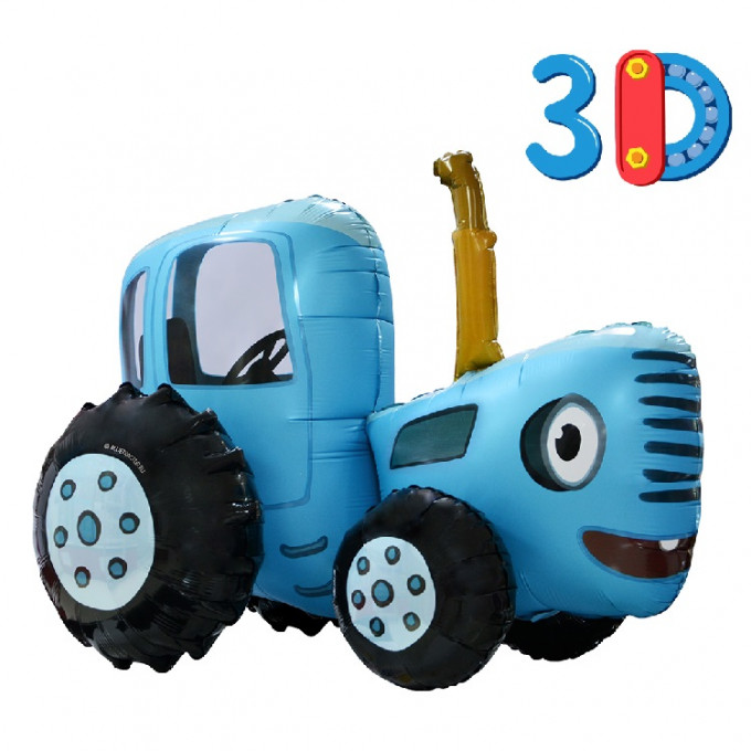 Воздушный шар фольгированный 28\'\' Фигура Синий трактор 3D 70 см