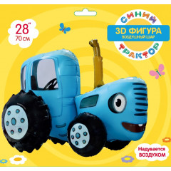 Воздушный шар фольгированный 28\'\' Фигура Синий трактор 3D 70 см