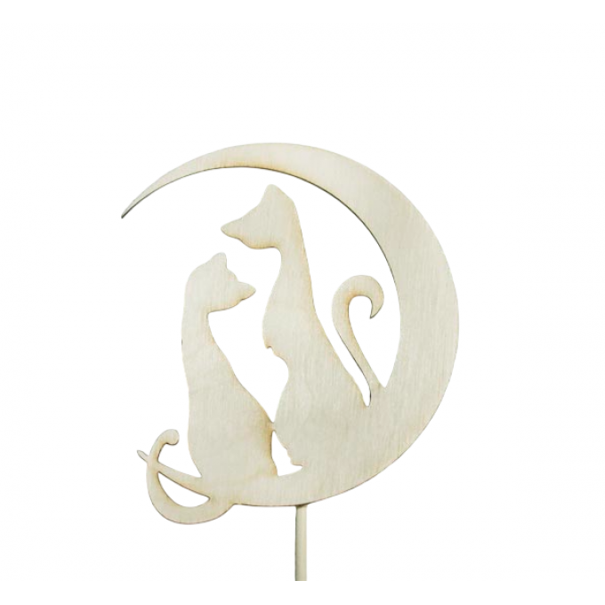 Топпер большой "Валентинки-картинки" "Коты", не окраш.на палочке(шир.10см;выс.9,5см)