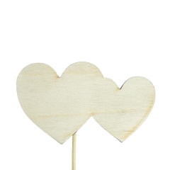 Топпер большой "Валентинки-картинки" "Сердечки цельные"не окраш., на палочке(шир.10см;выс.9,5см)