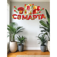 Набор оформительский "8 Марта" (15 деталей)