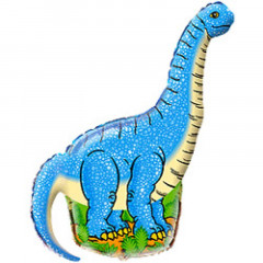 Воздушный шар фольгированный 14" Мини-фигура Динозавр голубой 36 см