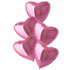 Набор фольгированных шаров 18"/45см СЕРДЦЕ Металлик Pink