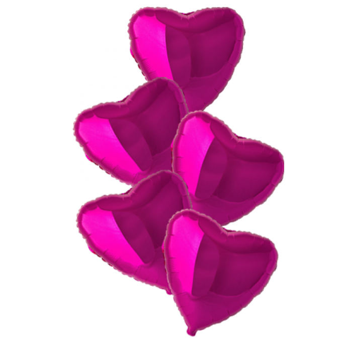 Набор фольгированных шаров 18"/45см СЕРДЦЕ Металлик Fuchsia