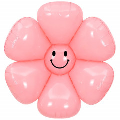 Воздушный шар фольгированный 43" Фигура Цветок Ромашка Улыбка розовая