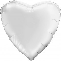 Воздушный шар фольгированный без рисунка 30" Сердце Белый 76 см в упаковке