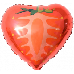 Воздушный шар фольгированный с рисунком 18"/46 см Сердце Клубника красный