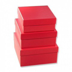 Коробка подарочная набор из 3 шт Квадрат 19,5*19,5*11 см КРАСНЫЙ