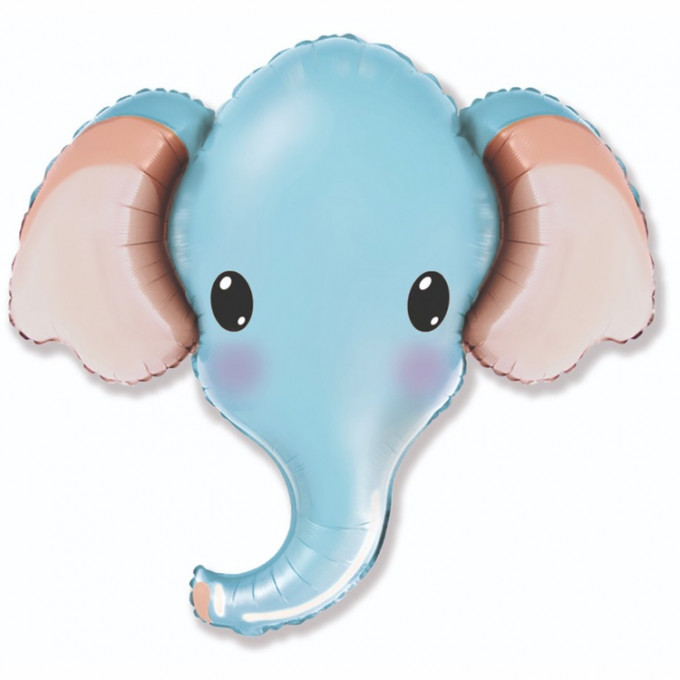 Воздушный шар фольгированный 39" Фигура Голова Слона голубая 81*99 см