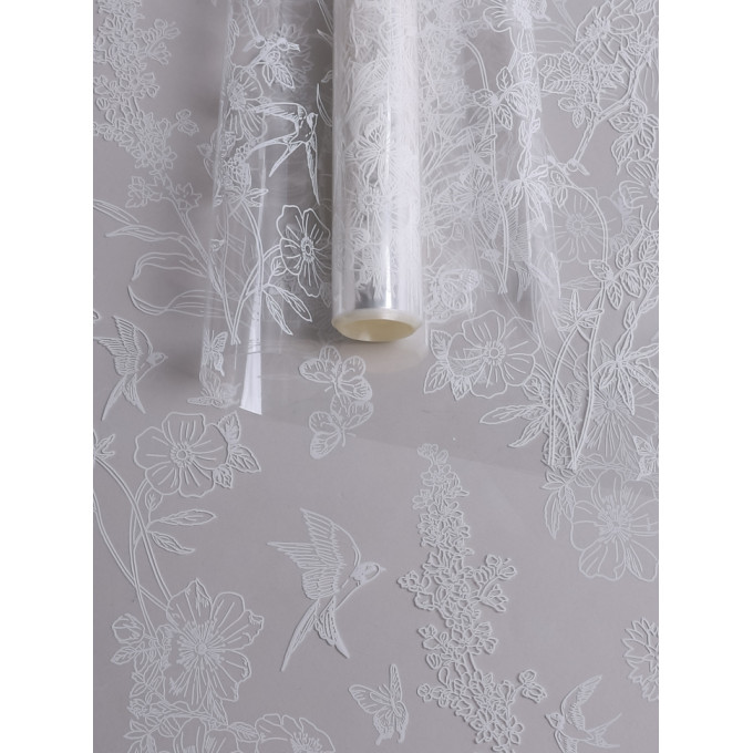 Пленка цветная 60см Ласточки БЕЛЫЙ