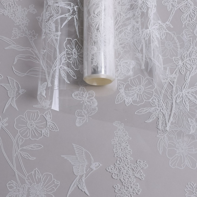 Пленка цветная 60см Ласточки БЕЛЫЙ