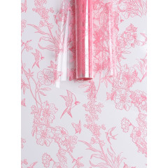 Пленка цветная 60см Ласточки РОЗОВЫЙ ТУМАННЫЙ