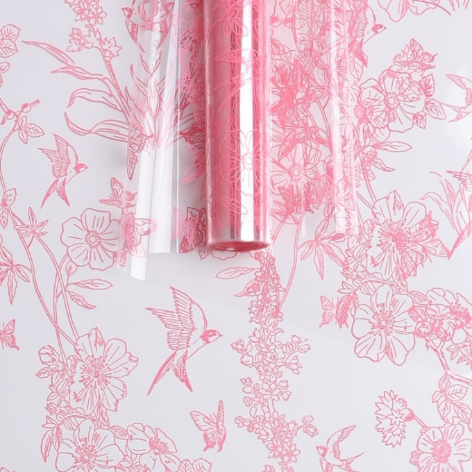 Пленка цветная 60см Ласточки РОЗОВЫЙ ТУМАННЫЙ