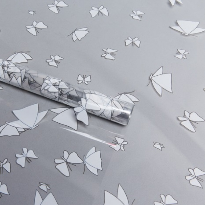 Пленка цветная 60см Мотыльки БЕЛЫЙ