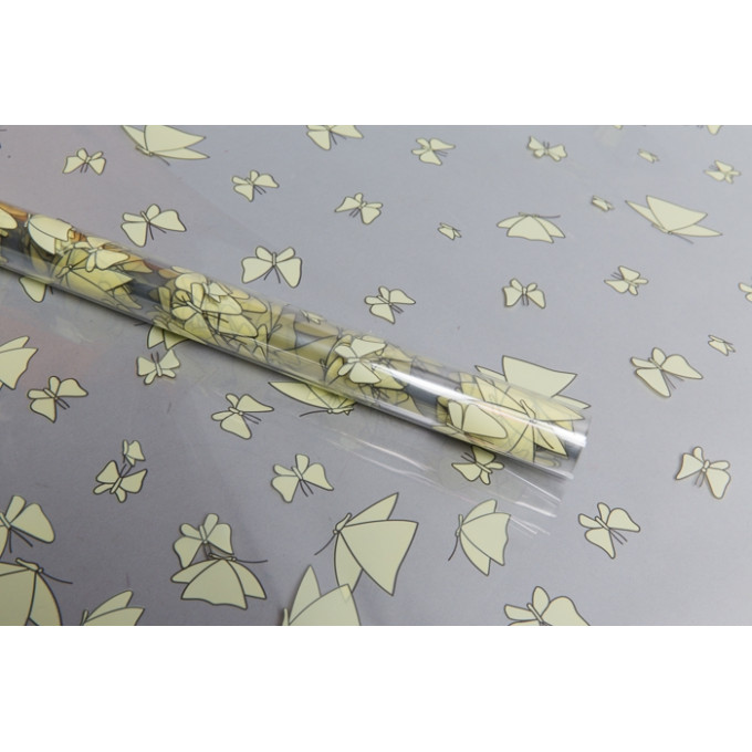 Пленка цветная 60см Мотыльки ЖЕЛТЫЙ НЕЖНЫЙ