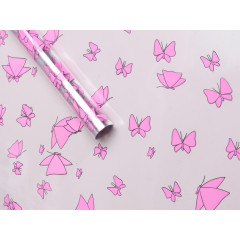 Пленка цветная 60см Мотыльки РОЗОВЫЙ